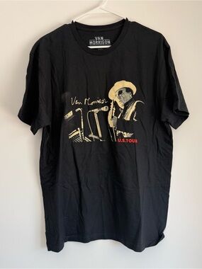 Van Morrison 2023 US Tour Band Tee Black Graphic Concert Shirt Size Large